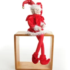 Red Elf Sitting Christmas Ornament Christmas Elves And Fairies|