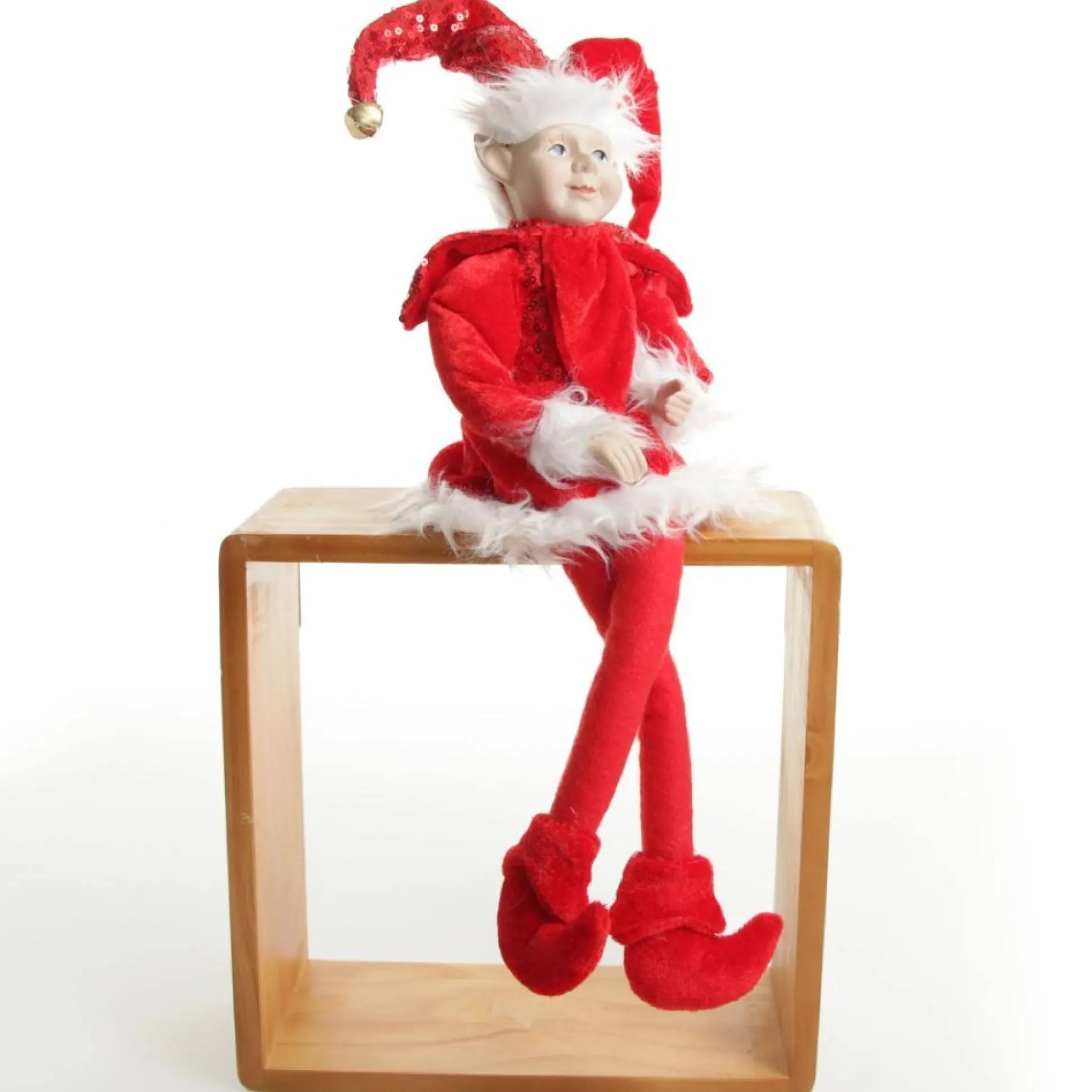 Red Elf Sitting Christmas Ornament Christmas Elves And Fairies|