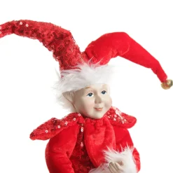 Red Elf Sitting Christmas Ornament Christmas Elves And Fairies|