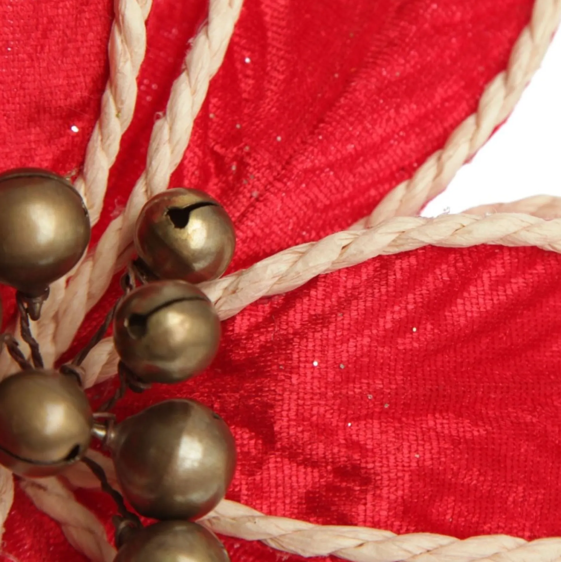 Red Embossed Flower with Rope Trim and Bells Christmas Flowers|