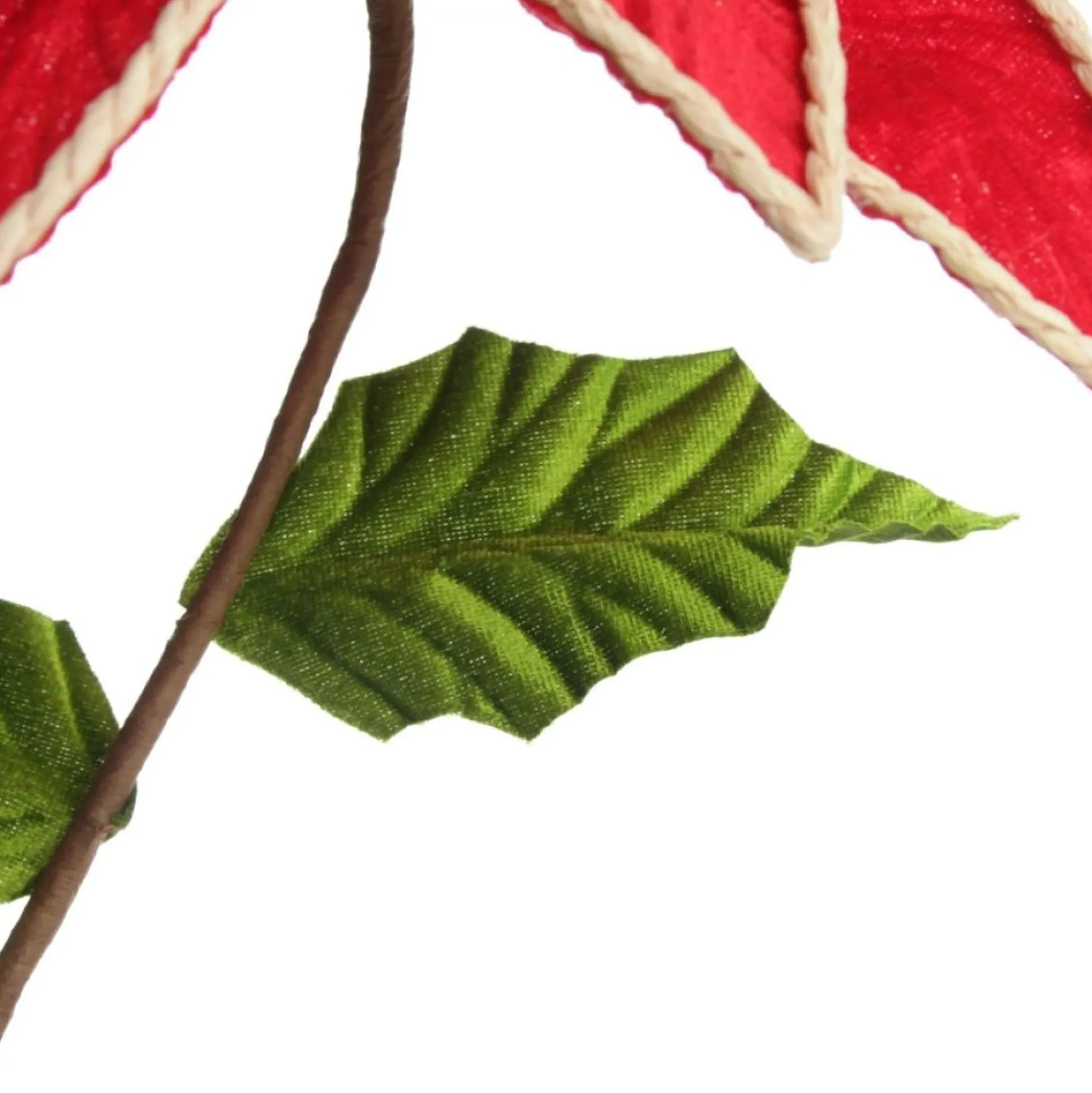 Red Embossed Flower with Rope Trim and Bells Christmas Flowers|