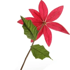 Red Embossed Flower with Rope Trim and Bells Christmas Flowers|