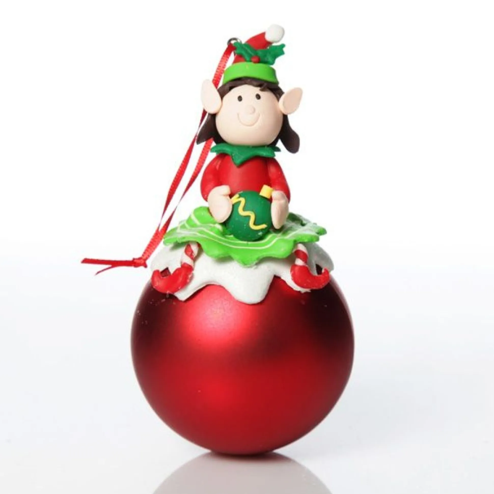 Red Girl Elf Christmas Character Bauble Personalised Baubles|