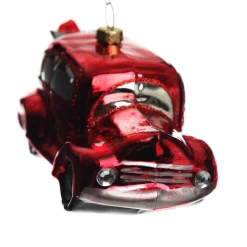 Red Glass Car with Christmas Wreath Tree Decoration Christmas Tree Decorations|