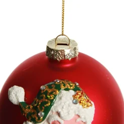 Red Glass 3D Santa Christmas Bauble Hand Painted Baubles|