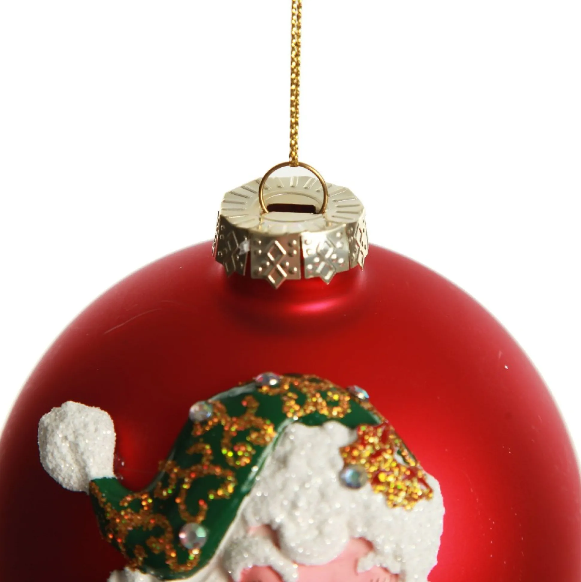 Red Glass 3D Santa Christmas Bauble Hand Painted Baubles|