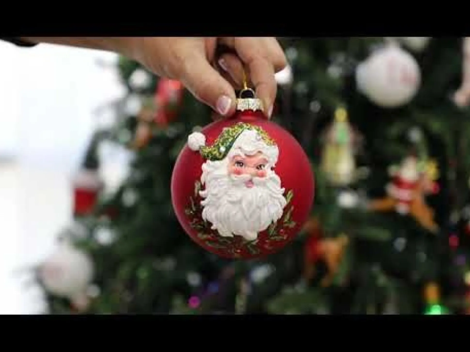 Red Glass 3D Santa Christmas Bauble Hand Painted Baubles|