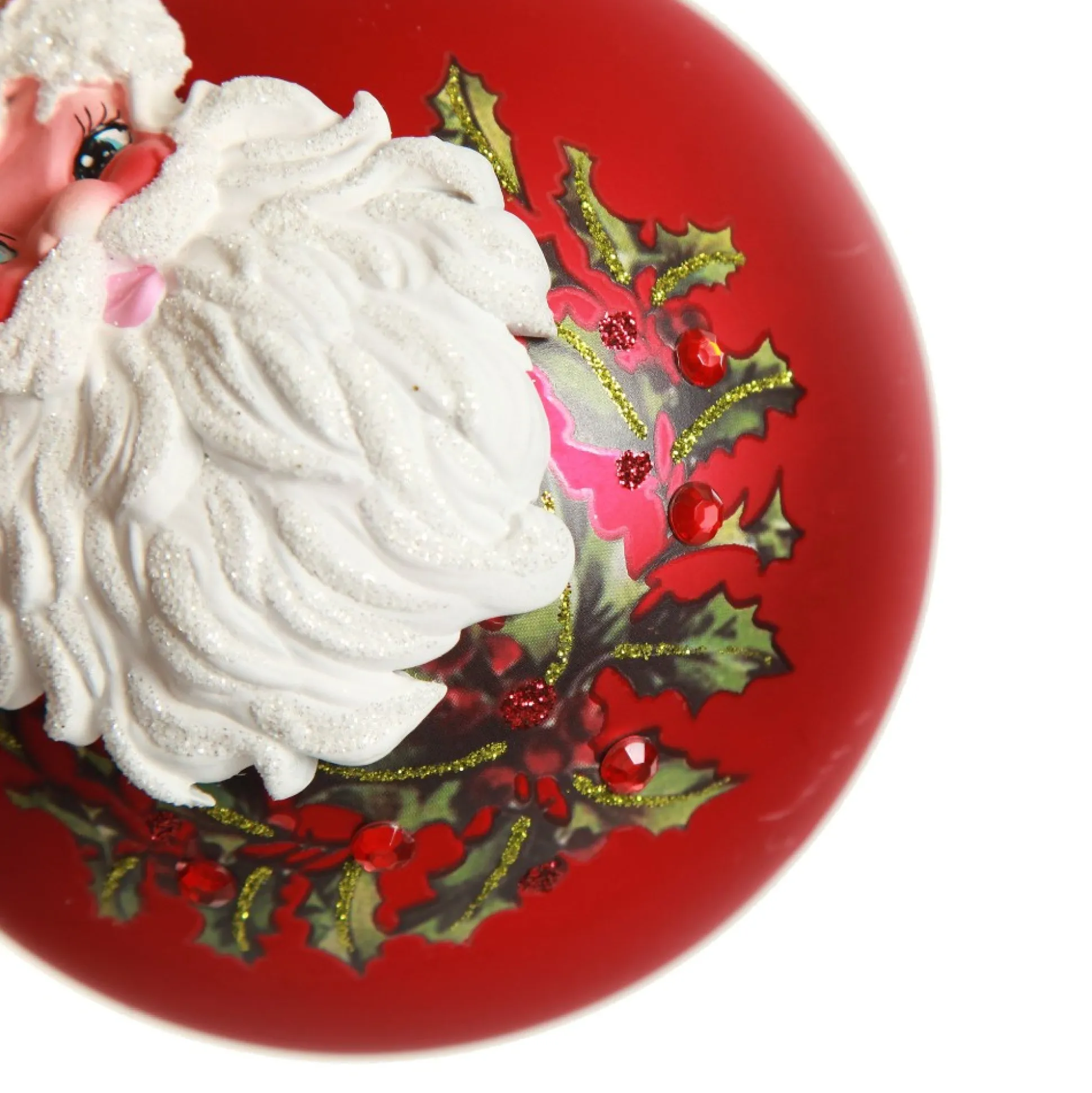 Red Glass 3D Santa Christmas Bauble Hand Painted Baubles|