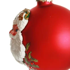 Red Glass 3D Santa Christmas Bauble Hand Painted Baubles|