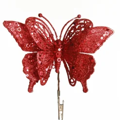 Red Glitter and Sequin Butterfly Clip Butterflies And Birds|
