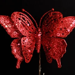 Red Glitter and Sequin Butterfly Clip Butterflies And Birds|