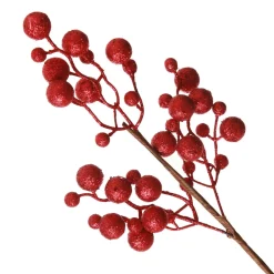 Red Glitter Berry Pick - Set of 2 Christmas Tree Picks|