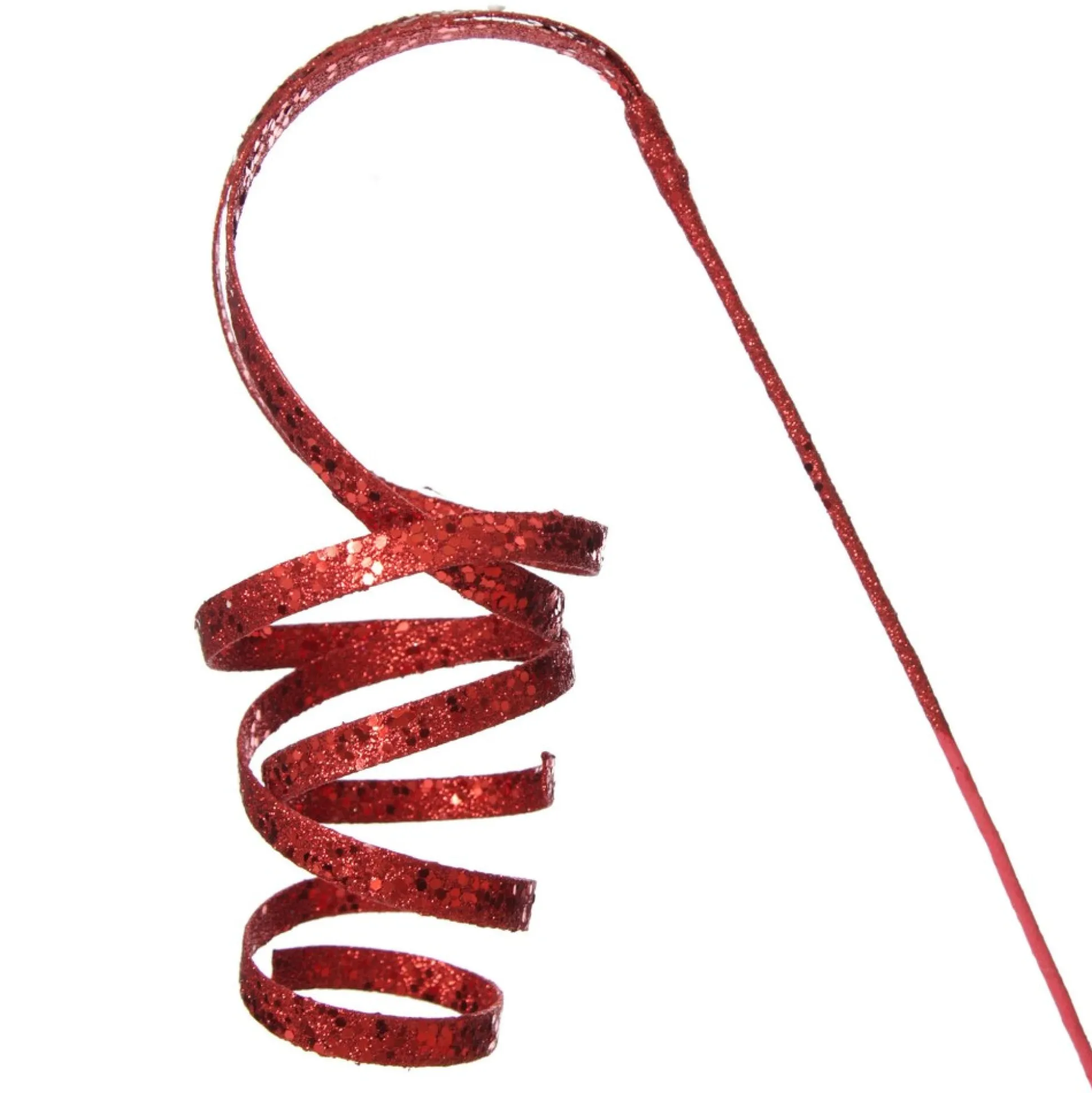 Red Glitter Curly Ribbon Christmas Pick Small Christmas Tree Picks|