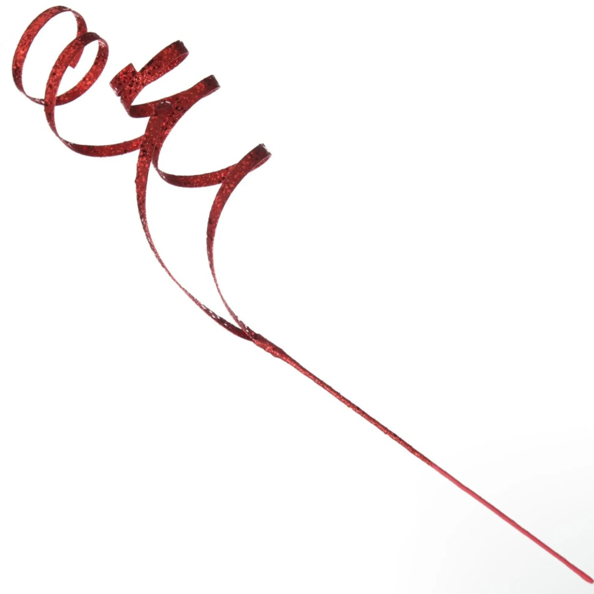 Red Glitter Curly Ribbon Christmas Pick Small Christmas Tree Picks|