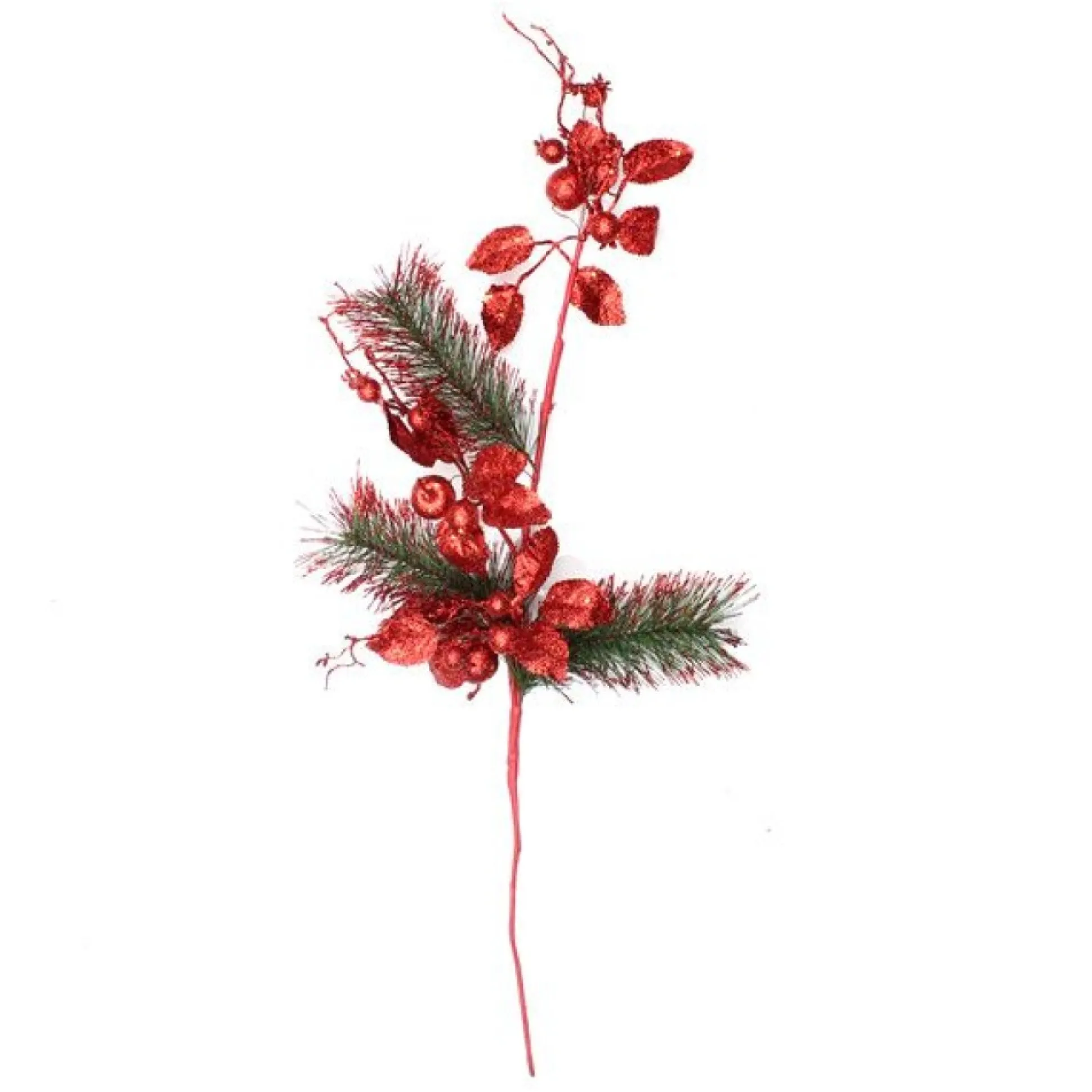 Red Glitter Floral and Pine Spray Christmas Sprays|