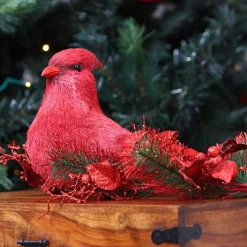 Red Glitter Floral and Pine Spray Christmas Sprays|