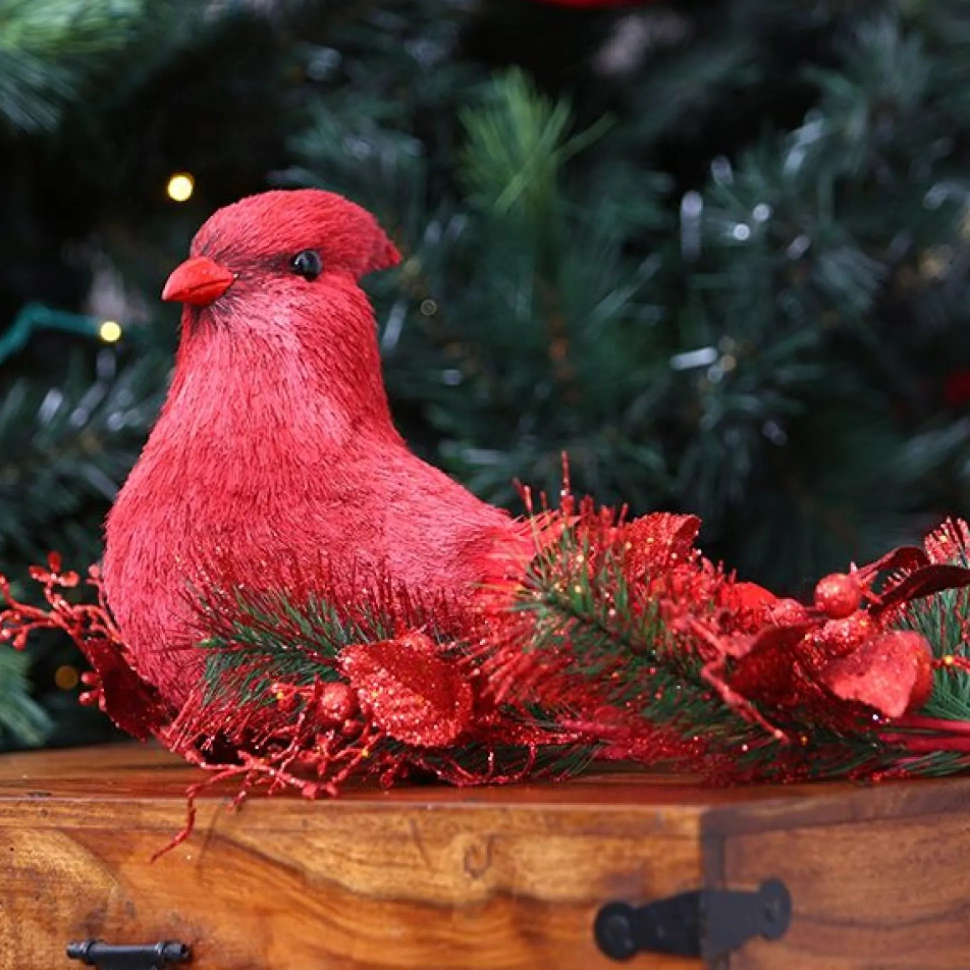 Red Glitter Floral and Pine Spray Christmas Sprays|