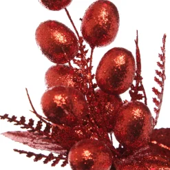 Red Glitter Fruit and Nut Christmas Picks - Set of 2 Christmas Pick|