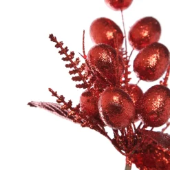 Red Glitter Fruit and Nut Christmas Picks - Set of 2 Christmas Pick|