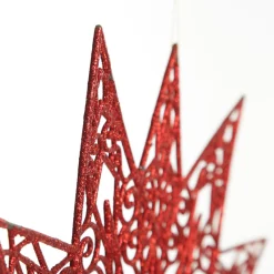 Red Glitter Hanging Christmas Star Snowflakes And Stars|