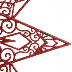 Red Glitter Hanging Christmas Star Snowflakes And Stars|