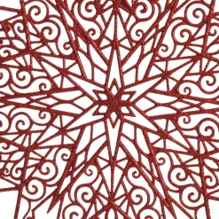 Red Glitter Hanging Christmas Star Snowflakes And Stars|