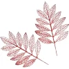 Red Glitter Mesh Leaf Pick - Set of 2 Christmas Pick|
