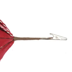 Red Glitter Poinsetta Flower Clip with Twine Trim and Bells Christmas Flowers|