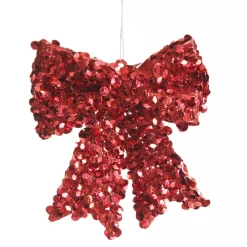 Red Glitter Sequin Bow Christmas Bells And Bows|