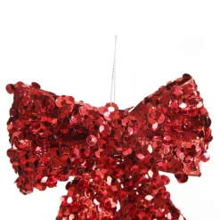 Red Glitter Sequin Bow Christmas Bells And Bows|