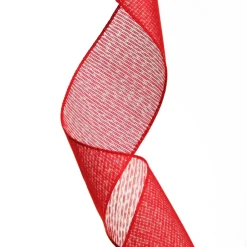 Red Glitter Sheer Stripe Wired Ribbon - 6.25cm Ribbons|