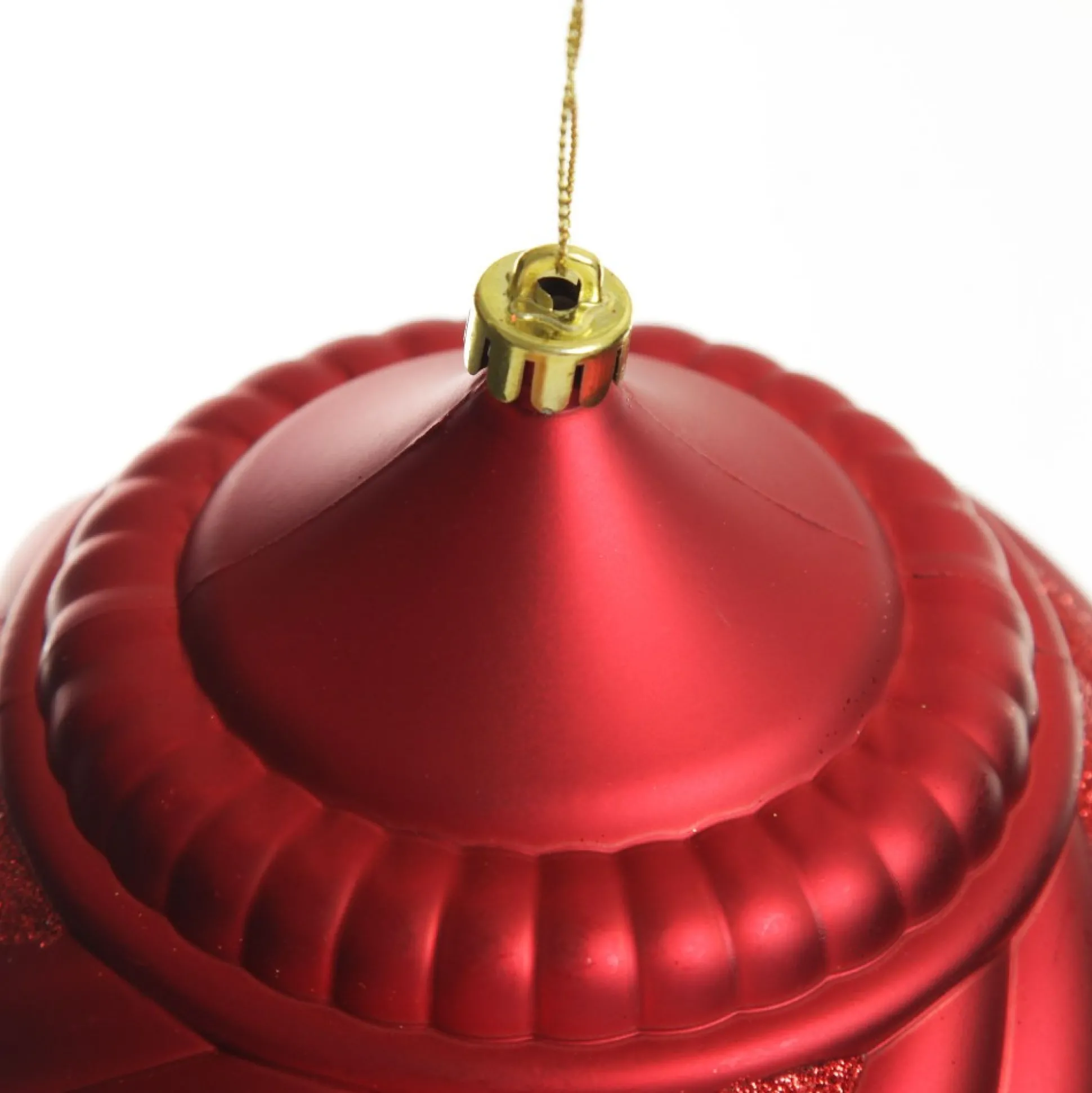 Red Glitter Swirl Christmas Onion Bauble Finials And Drops|