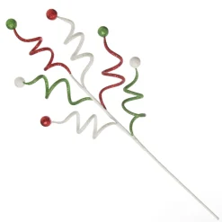 Red, Green and White Glitter Curly Christmas Pick Christmas Tree Picks|