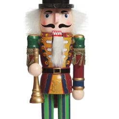 Red Jacket Nutcracker with Horn Christmas Ornament - Large Christmas Nutcrackers|
