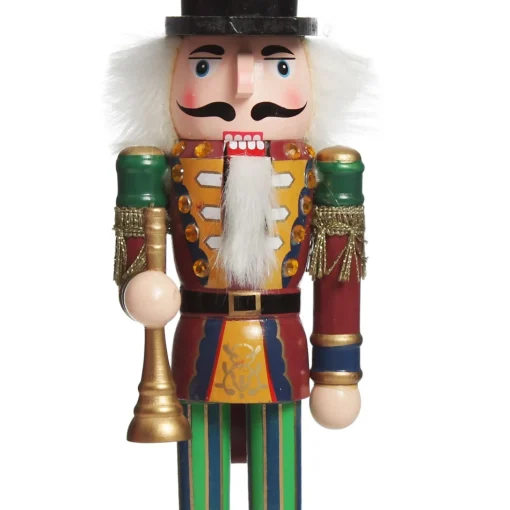 Red Jacket Nutcracker with Horn Christmas Ornament - Large Christmas Nutcrackers|