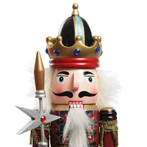 Red Jacket Nutcracker with Staff Christmas Ornament - Large Christmas Nutcrackers|
