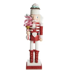 Red Jacket Peppermint Candy Wooden Nutcracker - Extra Large Christmas Nutcrackers|