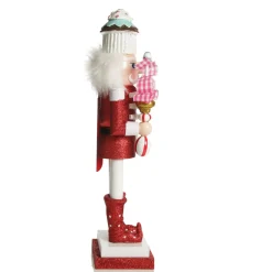 Red Jacket Peppermint Candy Wooden Nutcracker - Extra Large Christmas Nutcrackers|