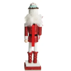 Red Jacket Peppermint Candy Wooden Nutcracker - Extra Large Christmas Nutcrackers|