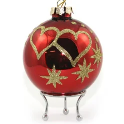 Red Love Hearts Christmas Bauble Personalised Baubles|