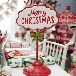 Red Merry Christmas Standing Sign Ornament Christmas Ornaments|