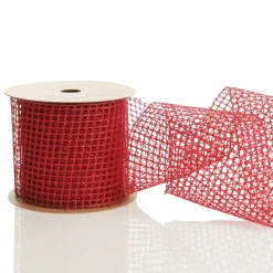 Red Mesh Wired Christmas Ribbon Garland Tree Garlands|