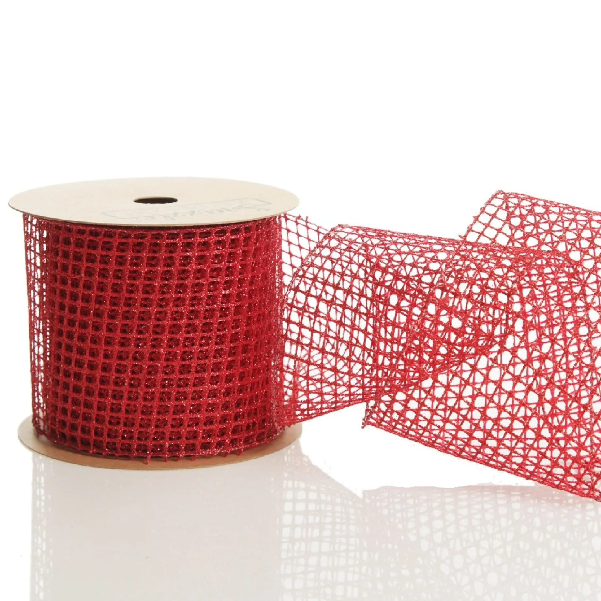 Red Mesh Wired Christmas Ribbon Garland Tree Garlands|