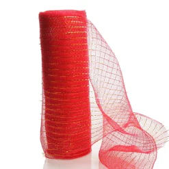 Red Metallic Thread Decomesh Roll Diy Wreaths|