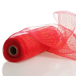 Red Metallic Thread Decomesh Roll Diy Wreaths|