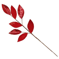 Red Mixed Leaf Burlap Sequin Spray Christmas Sprays|