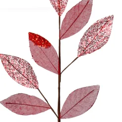 Red Mixed Leaf Burlap Sequin Spray Christmas Sprays|