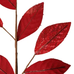 Red Mixed Leaf Burlap Sequin Spray Christmas Sprays|