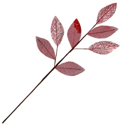 Red Mixed Leaf Burlap Sequin Spray Christmas Sprays|