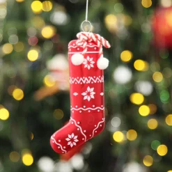 Red Patterned Stocking Christmas Decoration Christmas Tree Decorations|